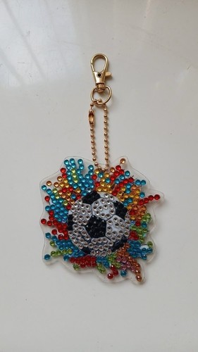 Diamond art football keyring - diamond,